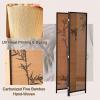 Wood Privacy Screen Decorative Panel Indoor, 3 Panels Portable Room Divider/Folding Partition 71 79 Inch, Freestanding Wall Dividers - Bamboo Mesh Woven(Size:3 Panel (LxH) 1.5x2m/4.9x6.6 view 4