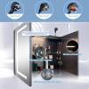 Black Bathroom Mirror Medicine Cabinets with LED Lights, Wall Mounted Mirror Medicine Cabinet with Adustable Shelf, Shaver Socket and Plug, 2 Doors, Anti Fog, Dimmable, Memory Function, 32 x 24 inch view 4
