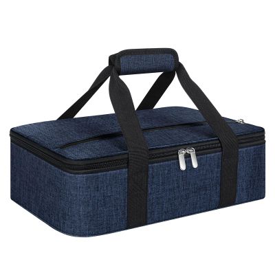 MIAOJIE Insulated Casserole Carrier, Portable Casserole Carrier for Hot or Cold Food Lunch Tote Warmer or Cooler Bag, Lasagna Lunch Bag for Potluck Parties- Fits 9" x 13" Baking Dish-Navy blue