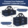 MIAOJIE Insulated Casserole Carrier, Portable Casserole Carrier for Hot or Cold Food Lunch Tote Warmer or Cooler Bag, Lasagna Lunch Bag for Potluck Parties- Fits 9" x 13" Baking Dish-Navy blue view 2