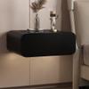 Floating Nightstand with Drawers, Wall Mounted Nightstand with Microfiber Leather, Solid Wood Floating Bedside Table, Wall Nightstand, Small Floating Side Table for Bedroom(Black,Length 11.8in/30cm) view 1