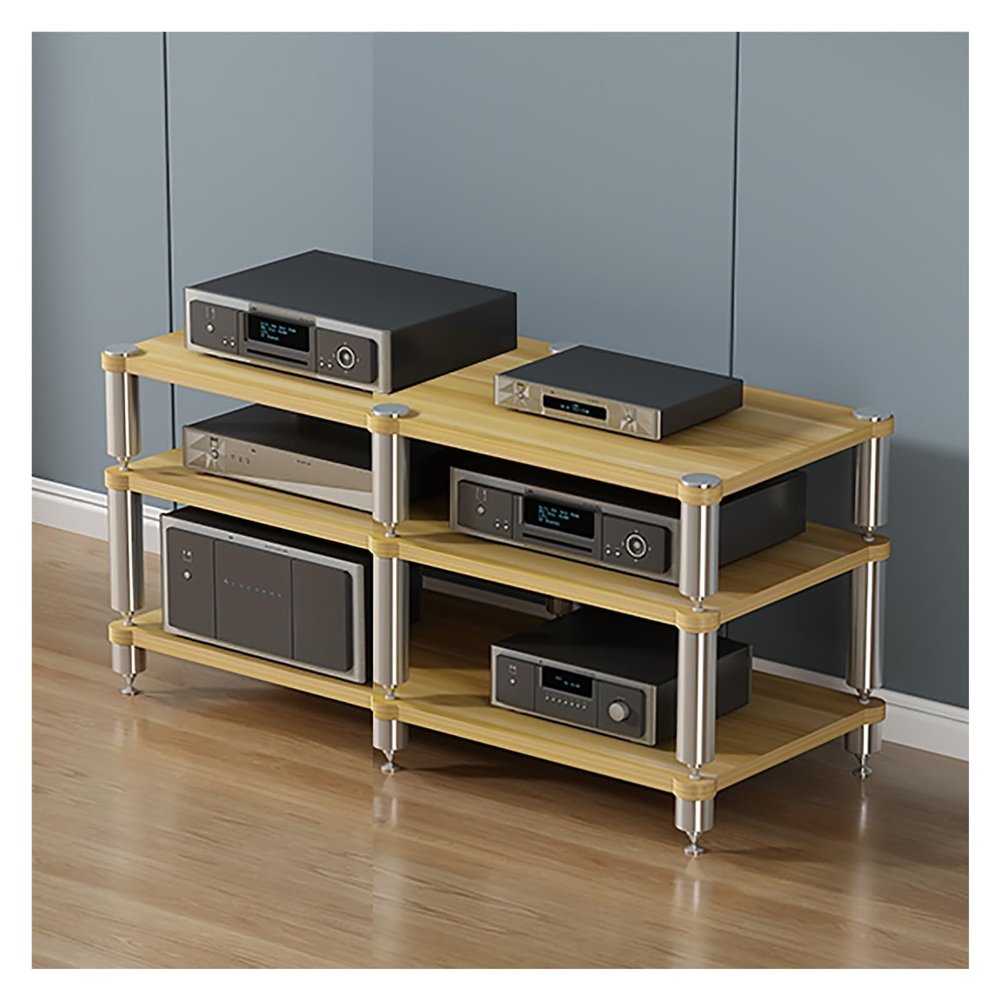 HDYZJQ Home Theater AV Display Rack Heavy Duty, Audio Component Cabinet/Media Stereo Stand Equipment Shelf, 2 3 4 Tier Wooden Audio Equipment Organizer Shelf(Beige,120x48x63cm)