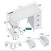 AODK 51 Inch Computer Desk with Drawers & USB Power Outlets - Reversible Home Office Desk with Storage Shelves, Work from Home, Modern Work/Writing/Study Table for Bedroom, White view 3