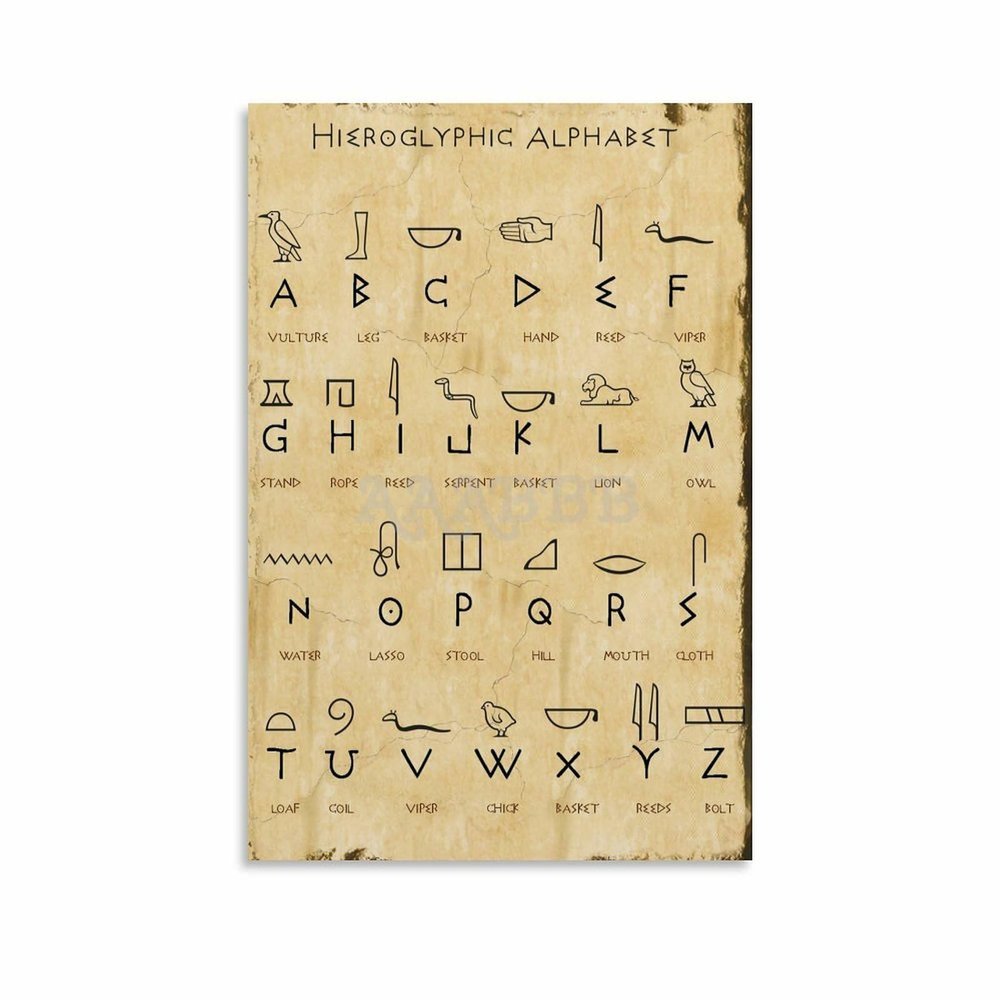 UTWDDCC Egyptian Hieroglyphic Alphabet Poster,Ancient Egypt History Poster (1) Canvas Painting Posters And Prints Wall Art for Living Room Bedroom Decor 08x12inch(20x30cm), Unframe-style