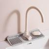 2 Pieces Kitchen Sink Faucet Mat Splash Guard Silicone Draining Pad Faucet Draining Mat Bathroom Faucet Handle Drip Catcher Tray Dish Soap Sponge Holder for Kitchen Bathroom Farmhouse ,37cm,Grey view 1