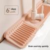 2 Pieces Kitchen Sink Faucet Mat Splash Guard Silicone Draining Pad Faucet Draining Mat Bathroom Faucet Handle Drip Catcher Tray Dish Soap Sponge Holder for Kitchen Bathroom Farmhouse ,37cm,Grey view 2