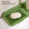 2 Pieces Kitchen Sink Faucet Mat Splash Guard Silicone Draining Pad Faucet Draining Mat Bathroom Faucet Handle Drip Catcher Tray Dish Soap Sponge Holder for Kitchen Bathroom Farmhouse ,37cm,Grey view 3
