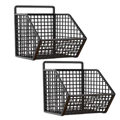 HOANYNGX Storage Basket No Punch Cabinet Spice RackSpace Saving Spice RacksAdjustable Hanging Spice Rack Storage for Kitchen Food Cabinets, Dual Purpose Spice Racks(Black Single Grid (2-Pack))