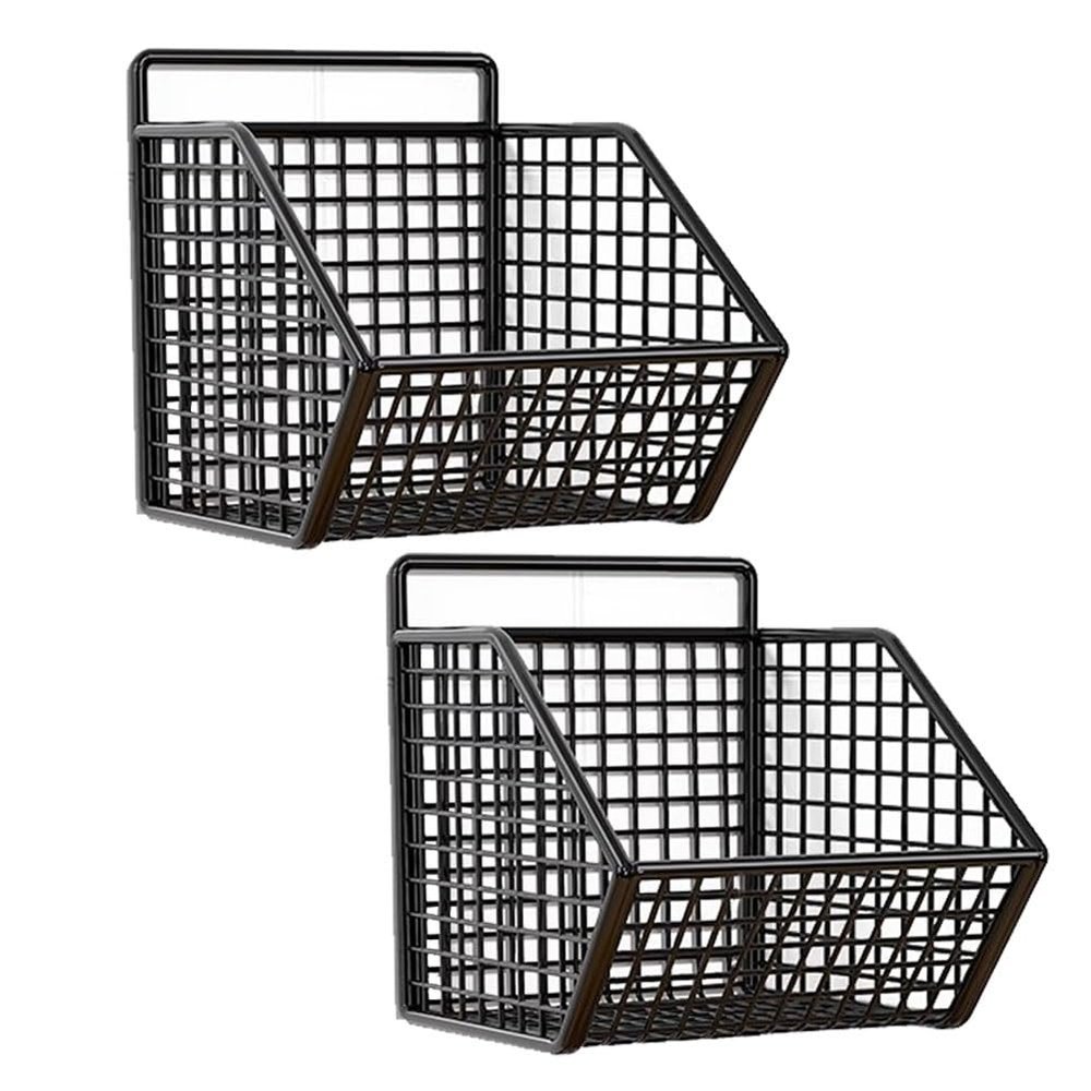 HOANYNGX Storage Basket No Punch Cabinet Spice RackSpace Saving Spice RacksAdjustable Hanging Spice Rack Storage for Kitchen Food Cabinets, Dual Purpose Spice Racks(Black Single Grid (2-Pack))