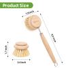 Bamboo Scrub Brush with Handle - Soft Bristles Non Toxic Dish Brush Compostable & Biodegradable Bamboo Dish Scrubber for Cookware Bowls and Plates Non-Stick Pans view 2