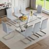 BAOPIN Glass Dining Table Set for 8, 71" Modern Tempered Glass Dining Table Set, 9 Pieces Kitchen Table and PU Cusion Dining Chairs for 8 view 1