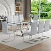 BAOPIN Glass Dining Table Set for 8, 71" Modern Tempered Glass Dining Table Set, 9 Pieces Kitchen Table and PU Cusion Dining Chairs for 8 view 2