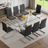 BAOPIN Glass Dining Table Set for 8, 71" Modern Tempered Glass Dining Table Set, 9 Pieces Kitchen Table and PU Cusion Dining Chairs for 8 view 1