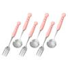 (6 Pieces) Cartoon Cat Claw Ceramic Handle Stainless Steel Spoon Fork Personalized Tableware Fork Eating Spoon Spoon Home (Pink cat's paw) view 1