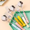 (6 Pieces) Cartoon Cat Claw Ceramic Handle Stainless Steel Spoon Fork Personalized Tableware Fork Eating Spoon Spoon Home (Pink cat's paw) view 4