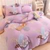 Floral Bedding Comforter Set Queen Size, 100% Cotton Soft Breathable Sheet Set, Farmhouse Style Luxury Bedding 4 Pieces, for All Season Duvet Cover Set, with Zipper Closure,Pink 4,Twin view 3