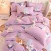 Floral Bedding Comforter Set Queen Size, 100% Cotton Soft Breathable Sheet Set, Farmhouse Style Luxury Bedding 4 Pieces, for All Season Duvet Cover Set, with Zipper Closure,Pink 4,Twin view 4