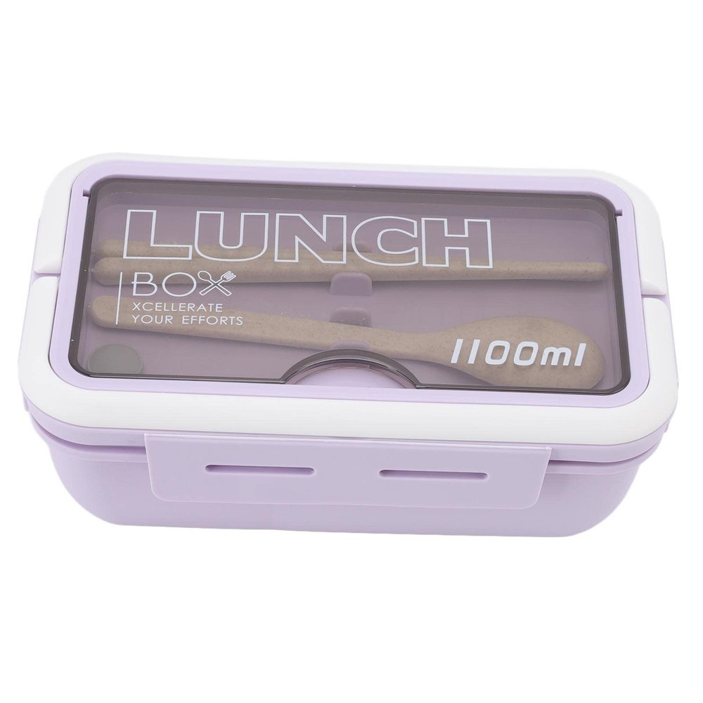aqxreight Compartment Lunch Box 2 Compartments 1100ml Lovely Adult Box with Spoon Chopsticks for Kitchen Work ()