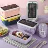 aqxreight Compartment Lunch Box 2 Compartments 1100ml Lovely Adult Box with Spoon Chopsticks for Kitchen Work () view 3