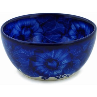 Polmedia Polish Pottery Bowl 5-inch UNIKAT - Divine Cobalt Pattern Handmade in Boleslawiec Poland by Ceramika Bona + Certificate of Authenticity