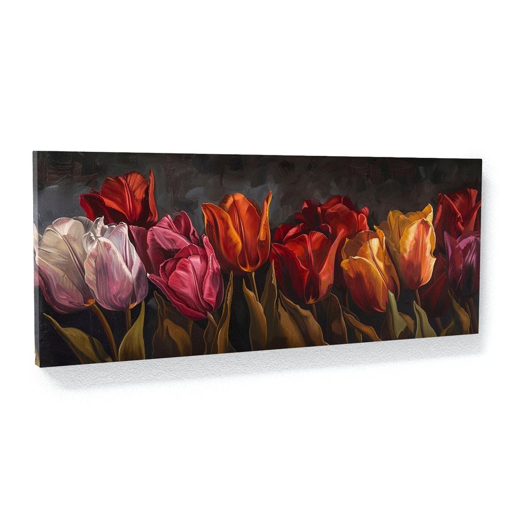 Sense Canvas Tulip Velvet Essence 5 Canvas Art - Home Decor Wall Art Print Poster Painting Large 40x16 / 1.5"
