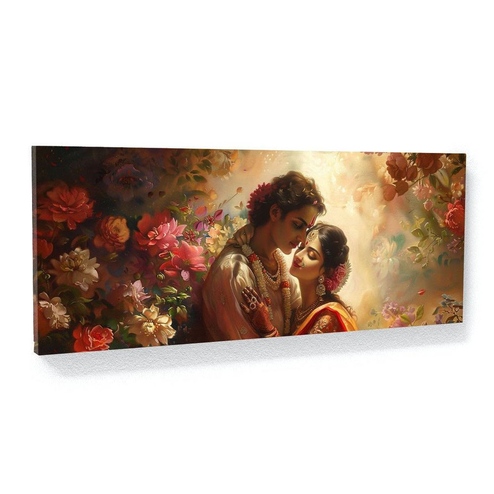 Sense Canvas Radha Eternal Love Embrace 6 Canvas Art - Home Decor Wall Art Print Poster Painting Small 20x8 / 1.5"