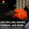 Ekogrips Plus Oven Gloves with Fingers, Comfy Waterproof Silicone Oven Mitts Heat Resistant with Long Cuff, Insulated BBQ Gloves Perfect for Grilling, Baking, Smoker, Canning, Pizza, Red, Hot Mitts view 2