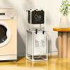 HTBNFYY modern laundry basket Washing Basket with Compartment laundry cabinet laundry used in laundry room bedroom bathroom,White view 4