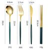 SEELLODGE Silverware Flatware Cutlery Set, 2/8/12/16pcs Stainless Steel Portuguese Chopsticks Spoon Gift Box Set Spoon Chopsticks Gift Tableware(Green Gold,2 Pieces for 1) view 2