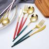 SEELLODGE Silverware Flatware Cutlery Set, 2/8/12/16pcs Stainless Steel Portuguese Chopsticks Spoon Gift Box Set Spoon Chopsticks Gift Tableware(Green Gold,2 Pieces for 1) view 4