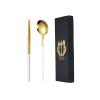 SEELLODGE Silverware Flatware Cutlery Set, 2/8/12/16pcs Stainless Steel Portuguese Chopsticks Spoon Gift Box Set Spoon Chopsticks Gift Tableware(White Gold,2 Pieces for 1) view 1