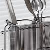 FKEE55UED Kitchen Utensil Holder Utensil Holder with 2 Compartments and Stainless Steel Rack, Wall Mounted/Countertop Utensil Caddy Organizer with Removable Drain Tray, Gray Cooking Utensil Holder view 3
