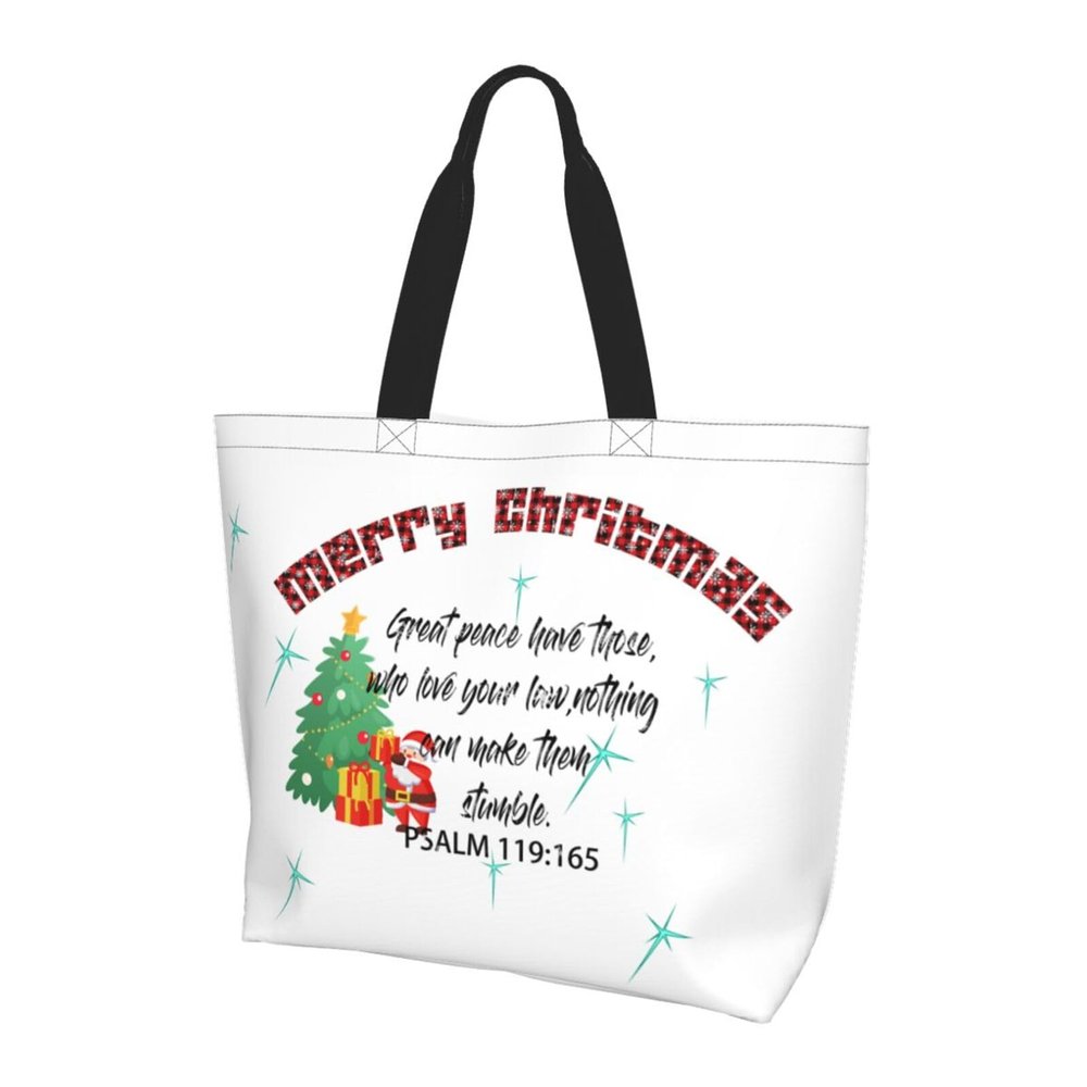 HDAODNM Merry Christmas Canvas Tote Bag Christmas Shoulder Bag for Women Men Casual Grocery Bags Jesus Bag for Christmas