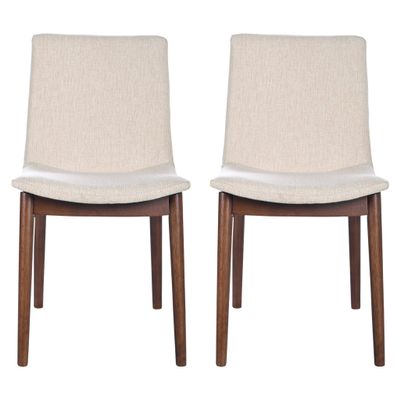 Ashcroft Furniture Co Praestigia Italian Style Solid Wood Linen Fabric Upholstered Chair in Beige
