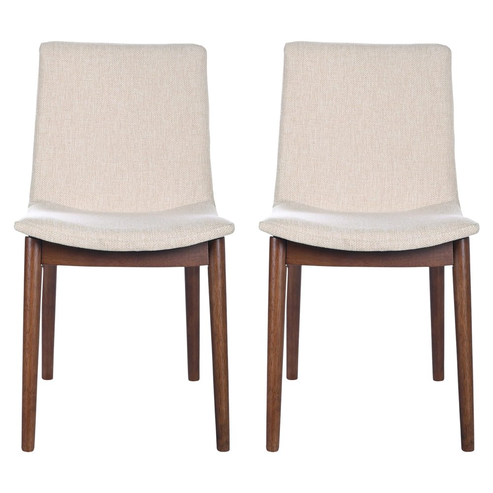 Ashcroft Furniture Co Praestigia Italian Style Solid Wood Linen Fabric Upholstered Chair in Beige