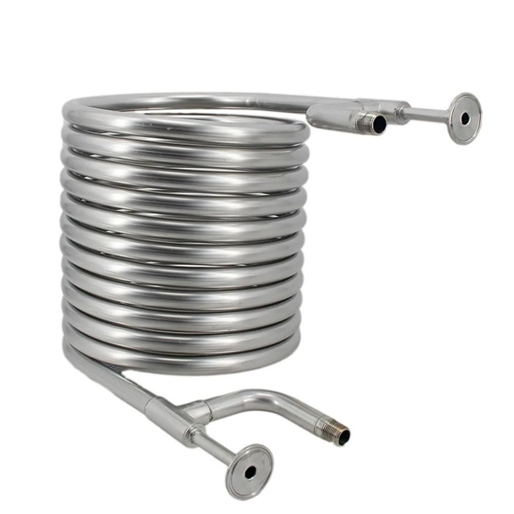 YYPTT Chiller, Convoluted Counterflow Wort Chiller (1.5Inch TC, 1/2" BSP Water Hose Connection) Coil in Coil 9.5M Stainless Steel 304 1PC