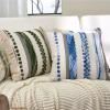 Aeckself Boho Throw Pillow Covers 18x18 Inch Set of 2, Farmhouse Decorative Striped Square Pillow Covers Chenille Tufted Pillow Cases Accent Neutral Pillowcase for Living Room Couch Bed, Sky Blue view 3