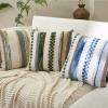 Aeckself Boho Throw Pillow Covers 18x18 Inch Set of 2, Farmhouse Decorative Striped Square Pillow Covers Chenille Tufted Pillow Cases Accent Neutral Pillowcase for Living Room Couch Bed, Sky Blue view 4