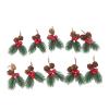 Pack of 10 Christmas Picks, Pine Cones, Red Berries, Needles, Decorations, Artificial Delicate Christmas Decorations view 1