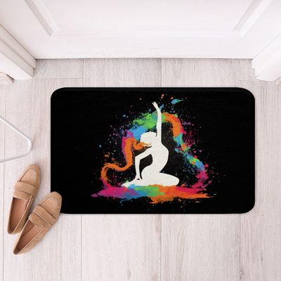 Erosebridal Black Ballerina Bathroom Rug Set,Ballet Dancer Dance Bath Mat for Girls Women Kids,Gymnastics Sports Bath Rug 20"x32",Orange Red Pink Tie Dye Graffiti Door Mat Anti Slip for Home Decor