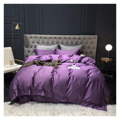 GLAMDIA Black Jacquard Bedding Set 1000TC Cotton Duvet Cover Set Bed Sheet Pillowcase Home Textile,Bed
