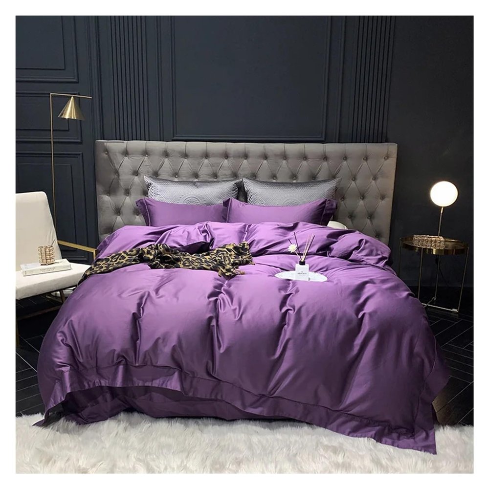 GLAMDIA Black Jacquard Bedding Set 1000TC Cotton Duvet Cover Set Bed Sheet Pillowcase Home Textile,Bed