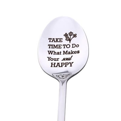 Encouragement Gifts Spoon for Women Men Take Time To Do What Makes Your Soul Happy Engraved Spoons for Coffee Tea Lovers Birthday Christmas Gifts for Best Friends Inspirational Quotes Gifts for Girls