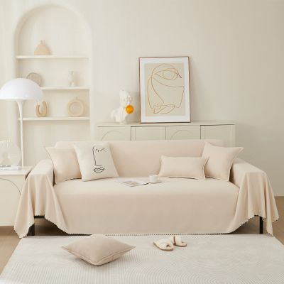 Blanket,Chenille Throws for 3 Seaters Sofas Easy to Lay One-Piece Sofa Cover Double-Sided Can Be Used Sofa Protector/Beige/180 * 90Cm