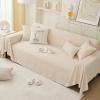 Blanket,Chenille Throws for 3 Seaters Sofas Easy to Lay One-Piece Sofa Cover Double-Sided Can Be Used Sofa Protector/Beige/180 * 90Cm view 4