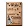 Ymyoo Canvas Painting Wall Art Print Poster Frenchie Rules Kitchen Decor Abstract For Bed Room Decoration 1624 Inches With Metal Frame view 1
