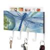 NHYDSPQ Wall Mounted Key Holder,Hand Painted Blue Dragonfly Print Key Hanger,wall Mounted Key Racks,mail Organizer Wall Mount Hanging Key Rack, style view 1