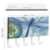 NHYDSPQ Wall Mounted Key Holder,Hand Painted Blue Dragonfly Print Key Hanger,wall Mounted Key Racks,mail Organizer Wall Mount Hanging Key Rack, style view 2