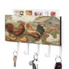 NHYDSPQ Wall Mounted Key Holder,Chickens and Farm Print Key Hanger,Wall Mounted Key Racks,Mail Organizer Wall Mount Hanging Key Rack view 1