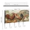 NHYDSPQ Wall Mounted Key Holder,Chickens and Farm Print Key Hanger,Wall Mounted Key Racks,Mail Organizer Wall Mount Hanging Key Rack view 2